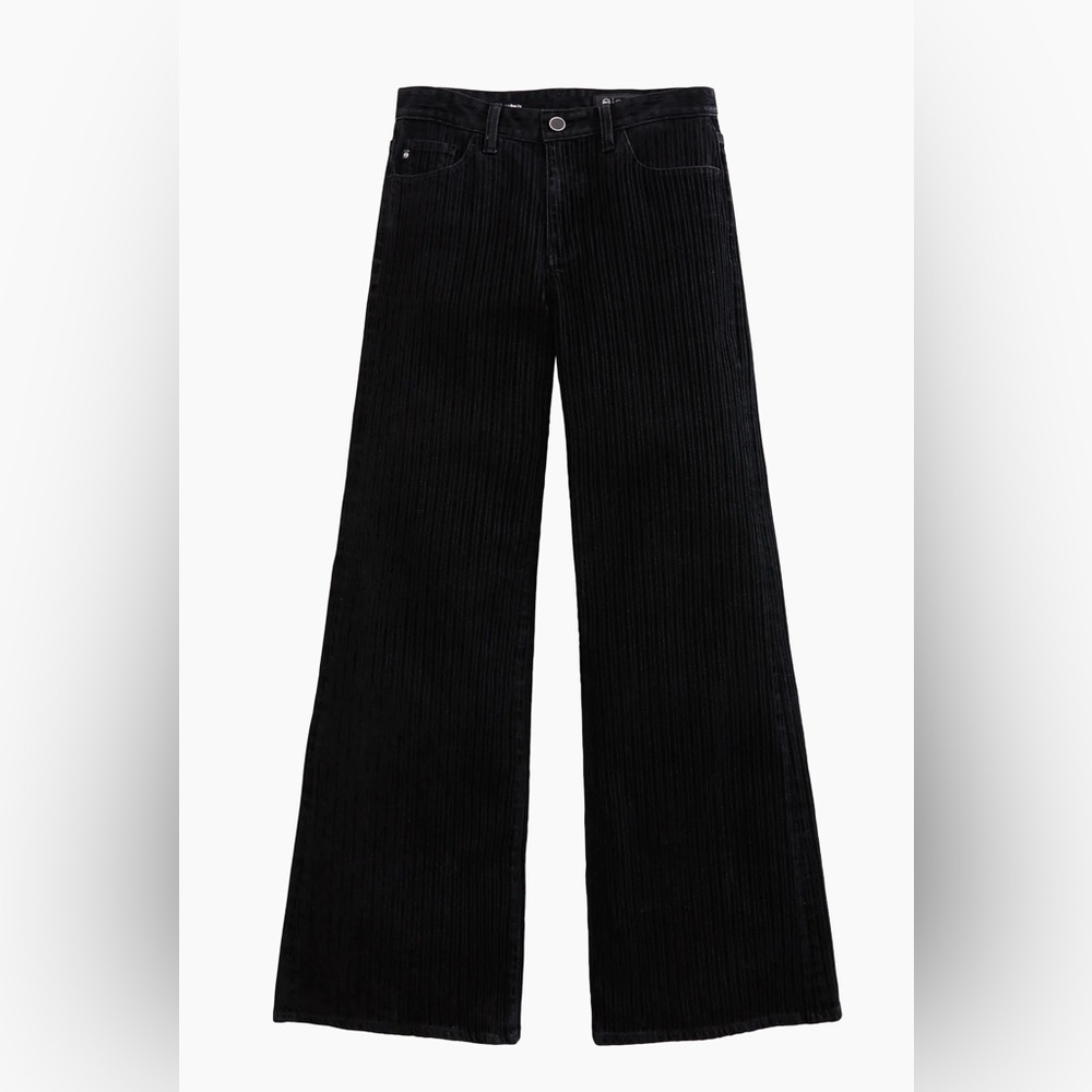 AG Mid Rise Flocked Velvet Pinstripe Wide Leg Jeans in Dress It Up